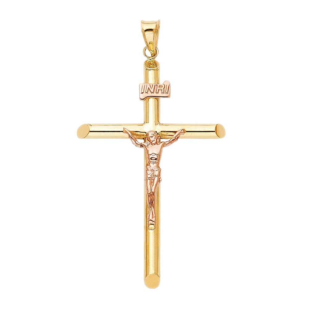14K Two Tone  Religious Crucifix Pendant